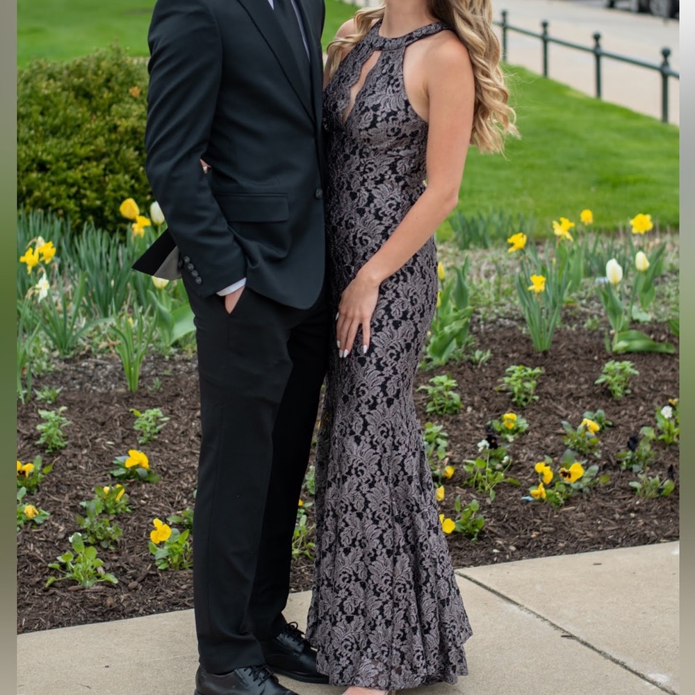 Long black and silver gown